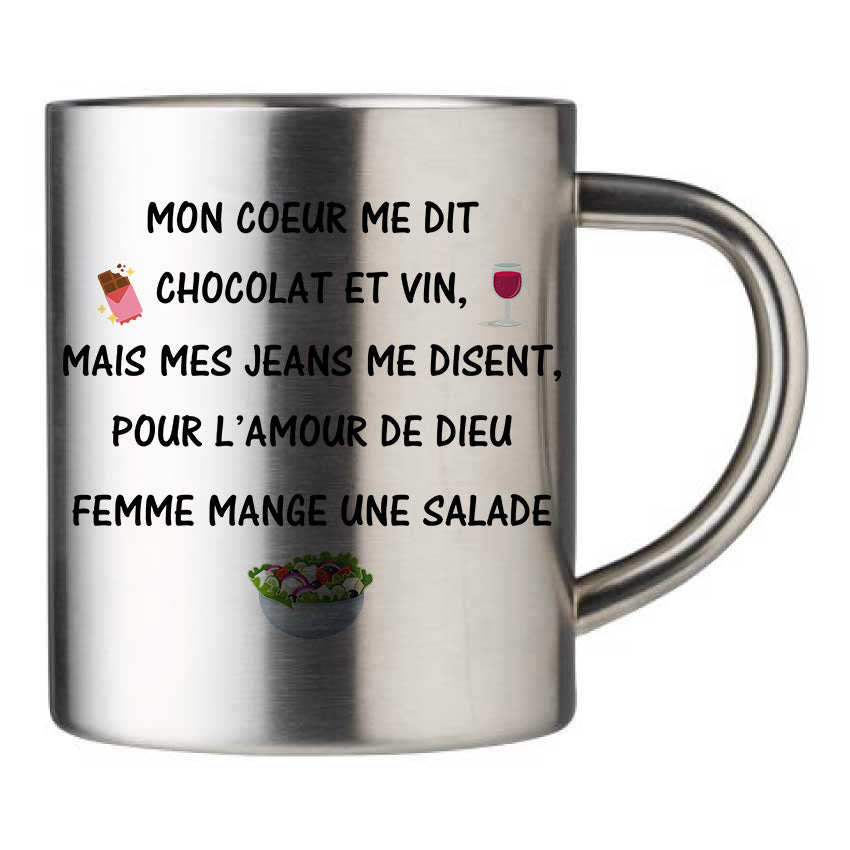 Mug inox personnalisé Mon coeur me dit
