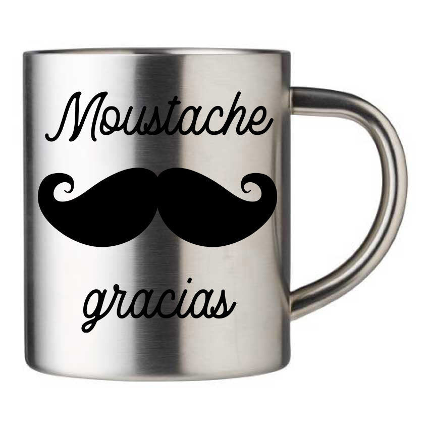 Mug inox personnalisé Moustache gracias