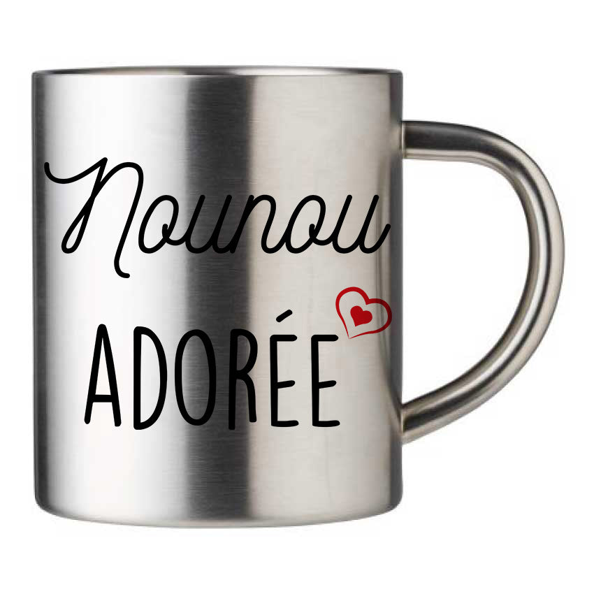 Mug inox personnalisé Nounou adorée