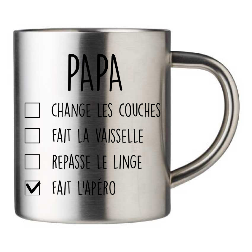 Mug inox personnalisé Papa fait l'apéro