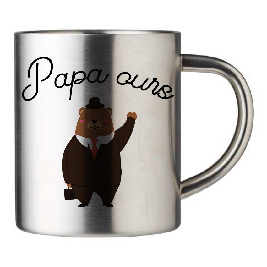 Mug inox personnalisé Papa ours
