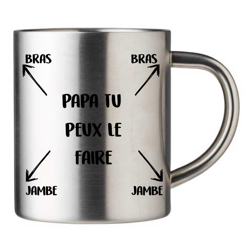 Mug inox personnalisé Papa tu peux le faire