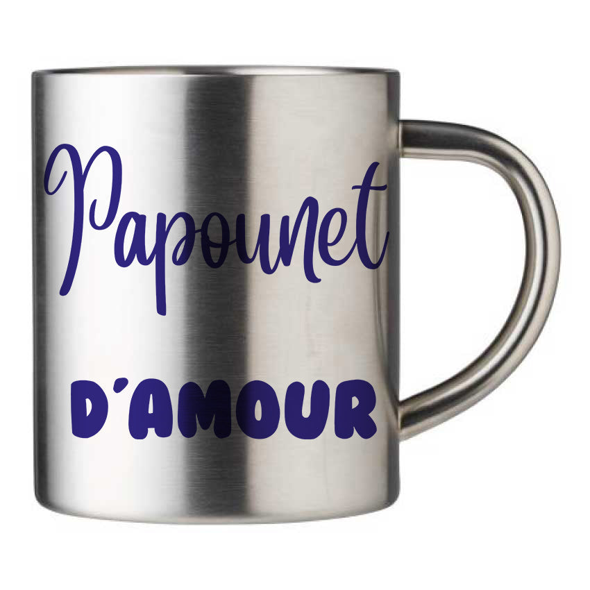 Mug inox personnalisé Papounet d'amour