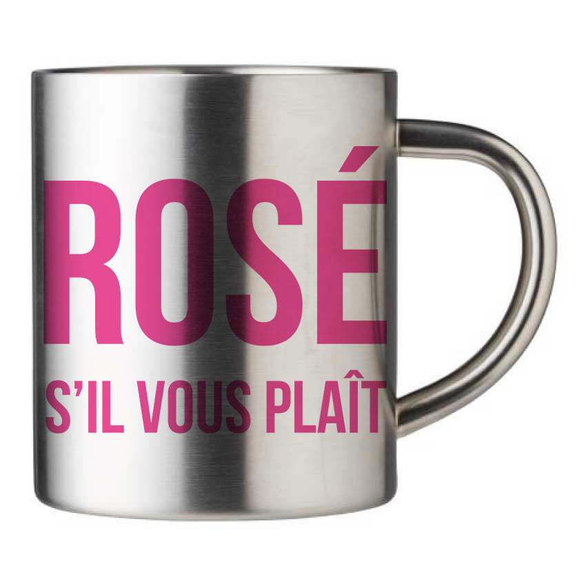 Mug inox personnalisé Rosé s'il vous plait