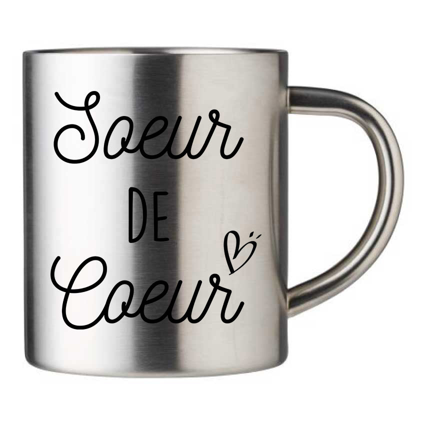 Mug inox personnalisé Soeur de coeur