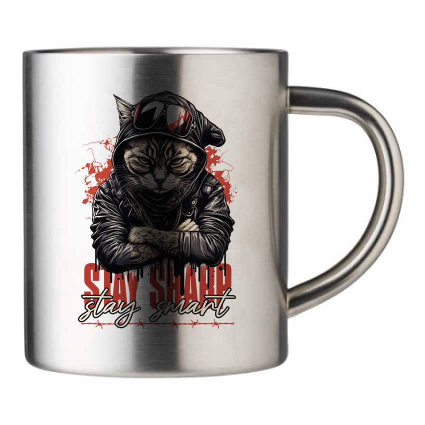 Mug inox personnalisé Stay sharp stay smart