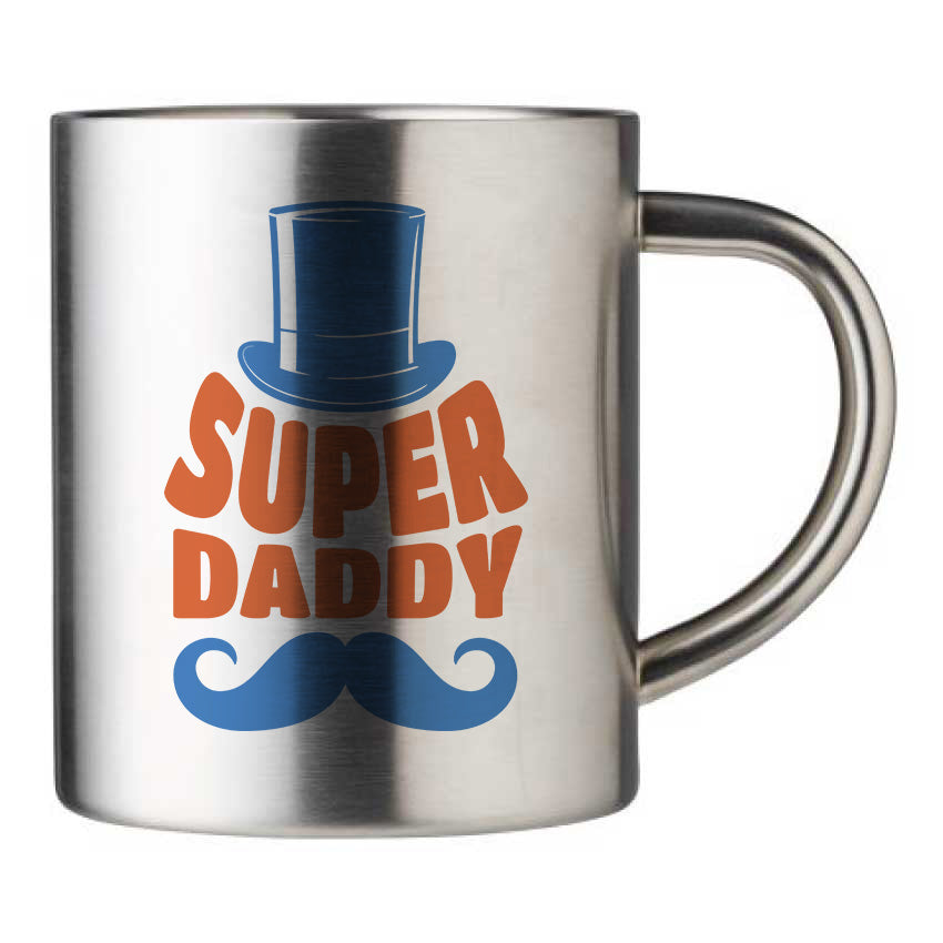 Mug inox personnalisé Super-daddy-mustache