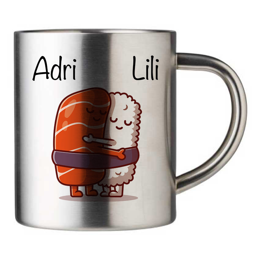 Mug inox personnalisé Sushi couple