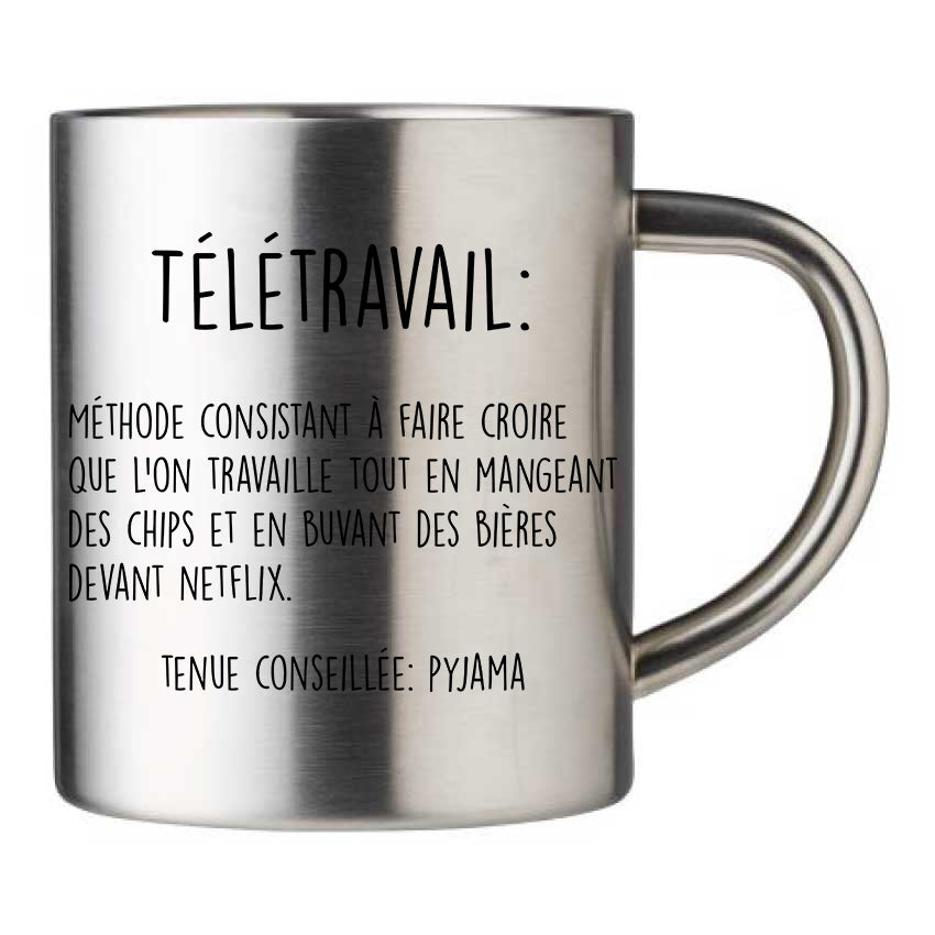 Mug inox personnalisé Télétravail