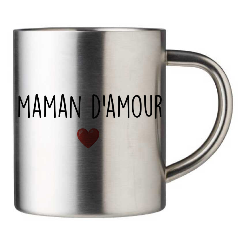 Mug inox personnalisé Texte et coeur