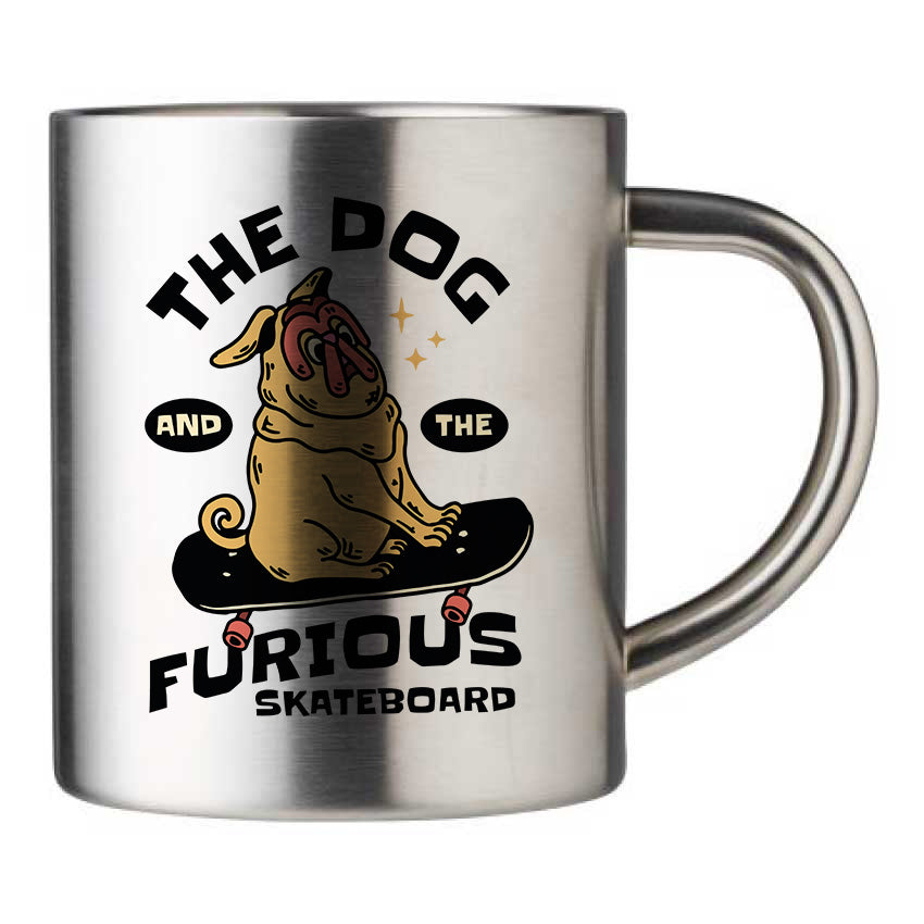 Mug inox personnalisé The dog and the furious skateboard