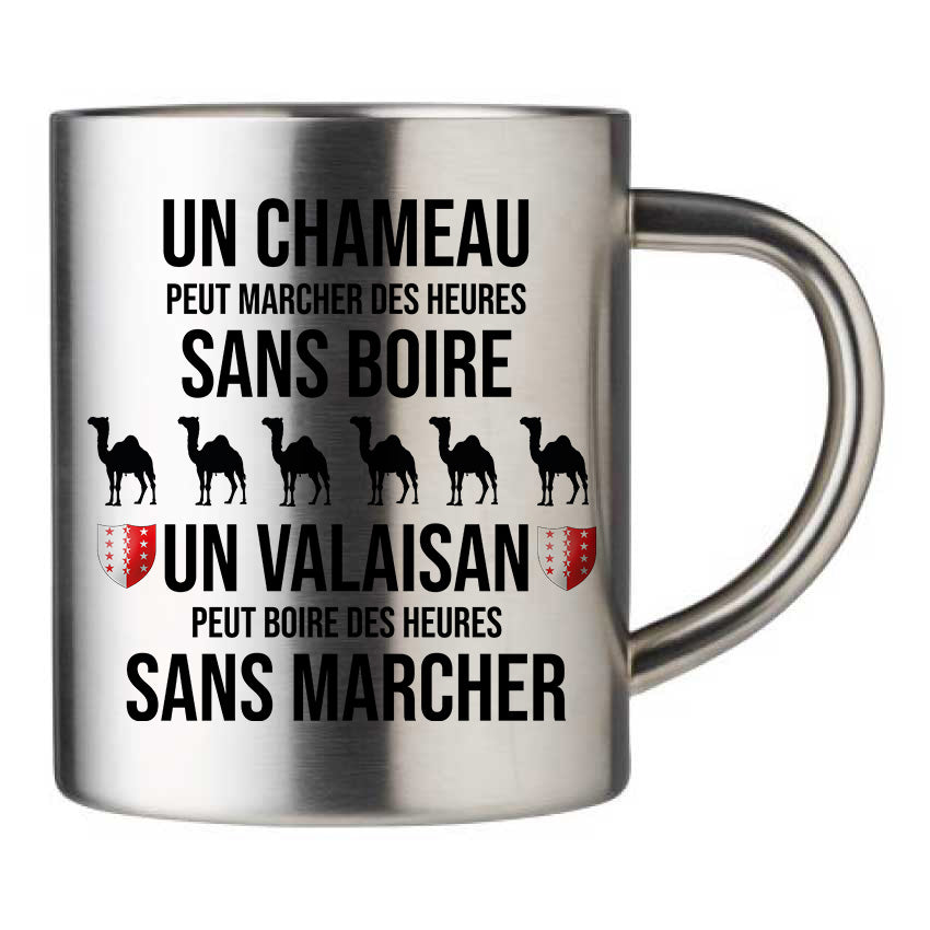 Mug inox personnalisé Un chameau peut marcher des heures sans boire
