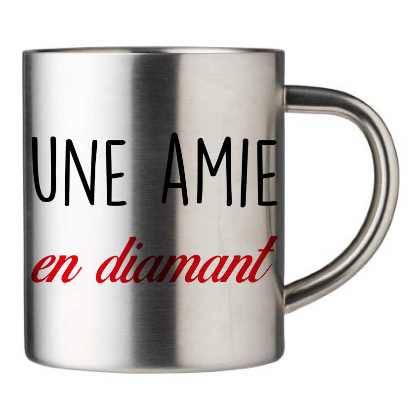 Mug inox personnalisé Une amie en diamant