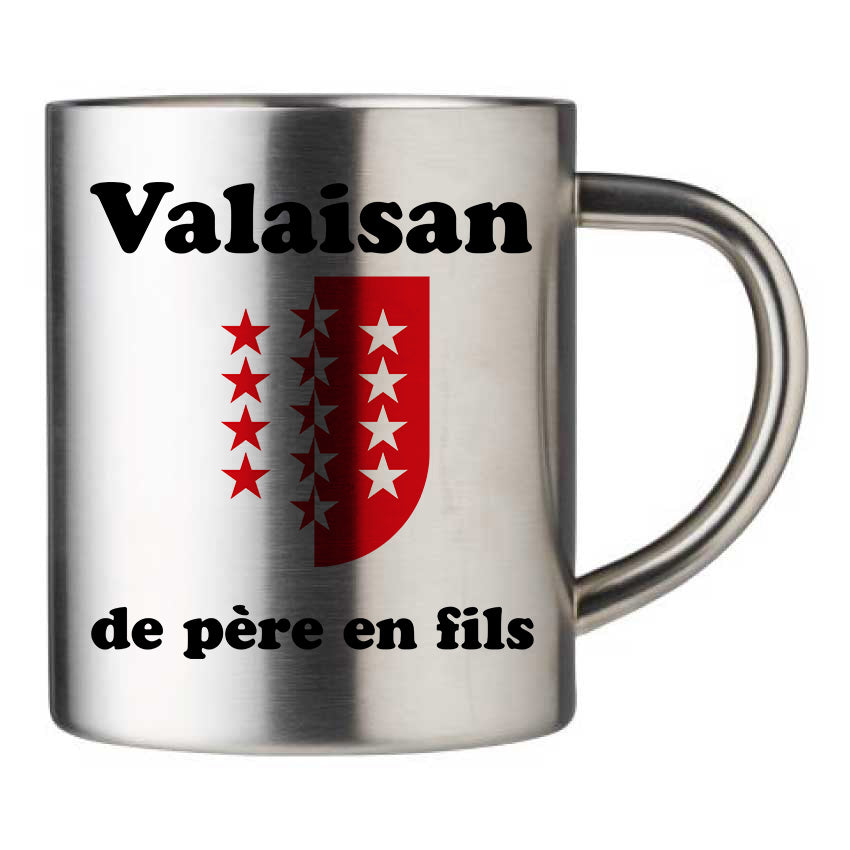 Mug inox personnalisé Valaisan de pere en fils
