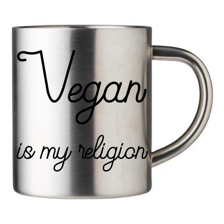 Mug inox personnalisé Vegan is my religion