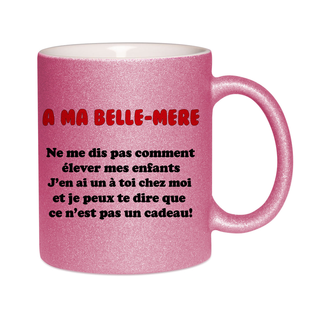 Mug paillettes rose personnalisé A ma belle mere