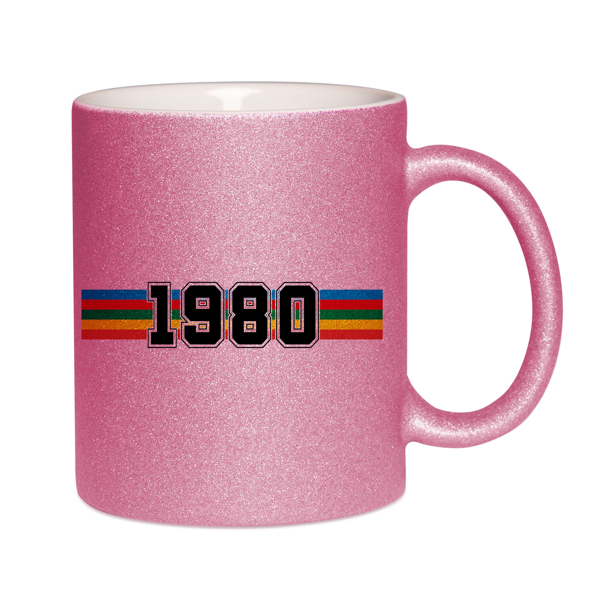Mug paillettes rose personnalisé Année de naissance à personnaliser