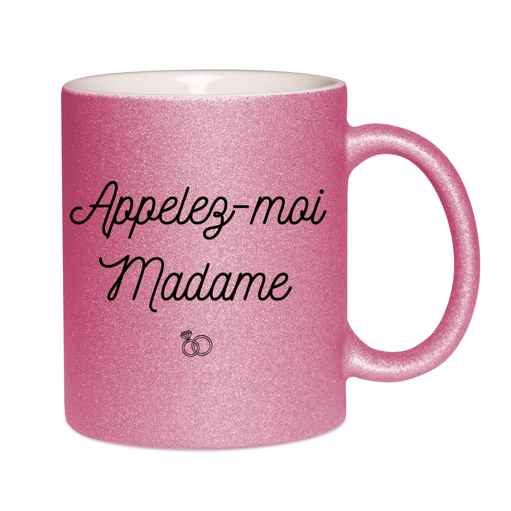 Mug paillettes rose personnalisé Appelez-moi-Madame