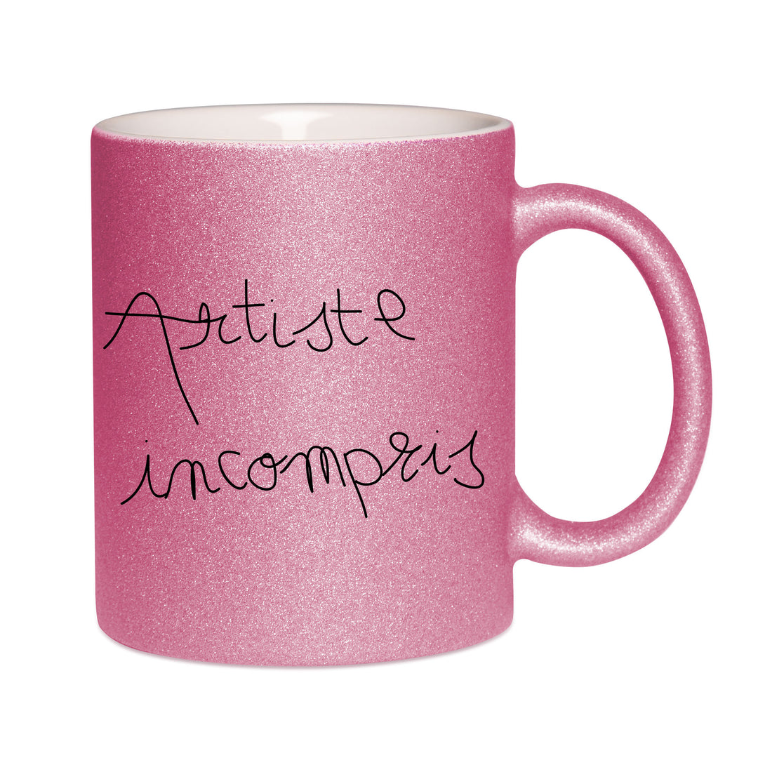 Mug paillettes rose personnalisé Artiste incompris