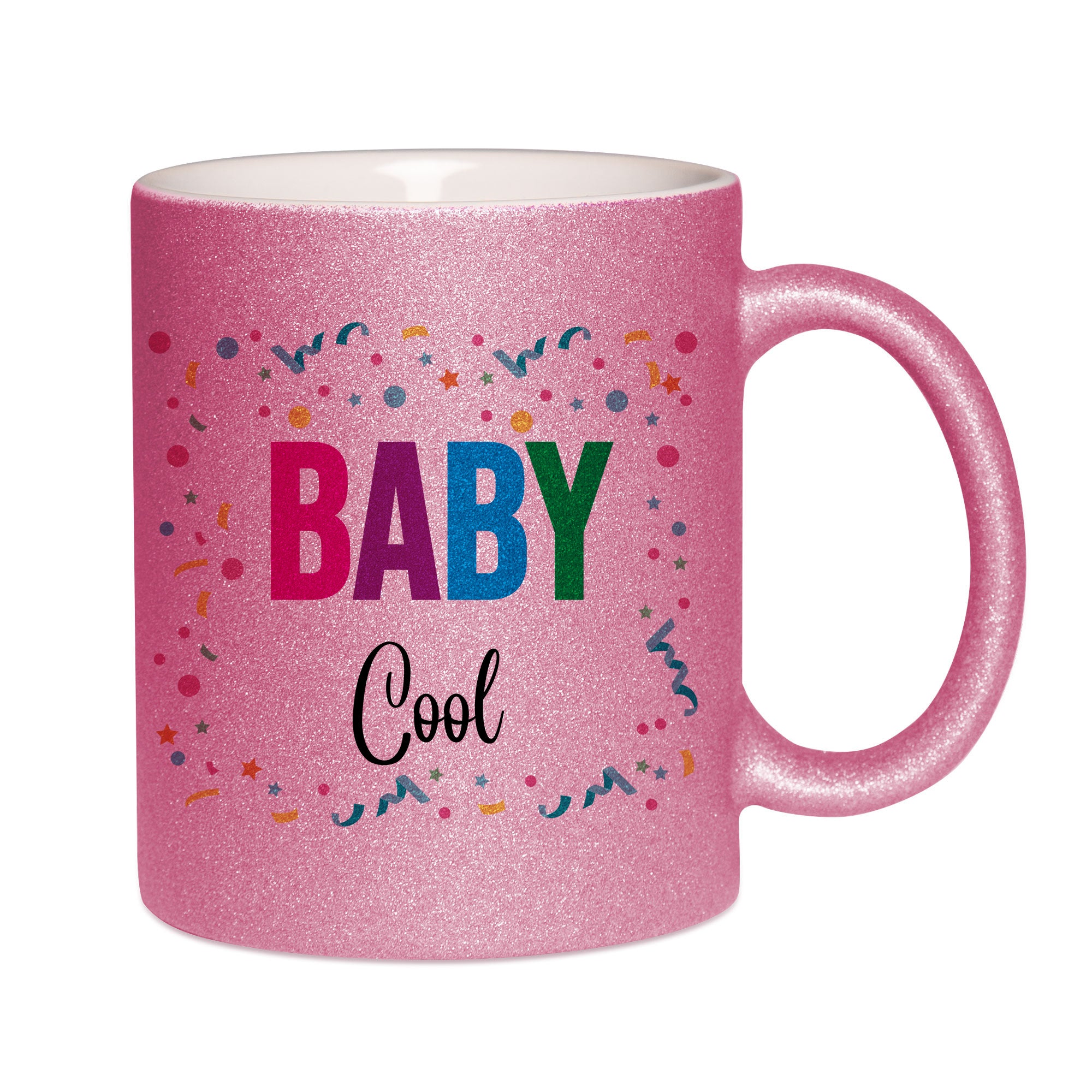 Mug paillettes rose personnalisé Baby cool