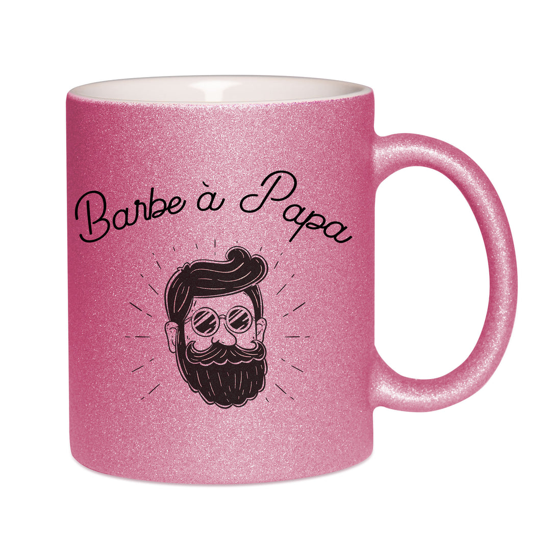 Mug paillettes rose personnalisé Barbe a papa