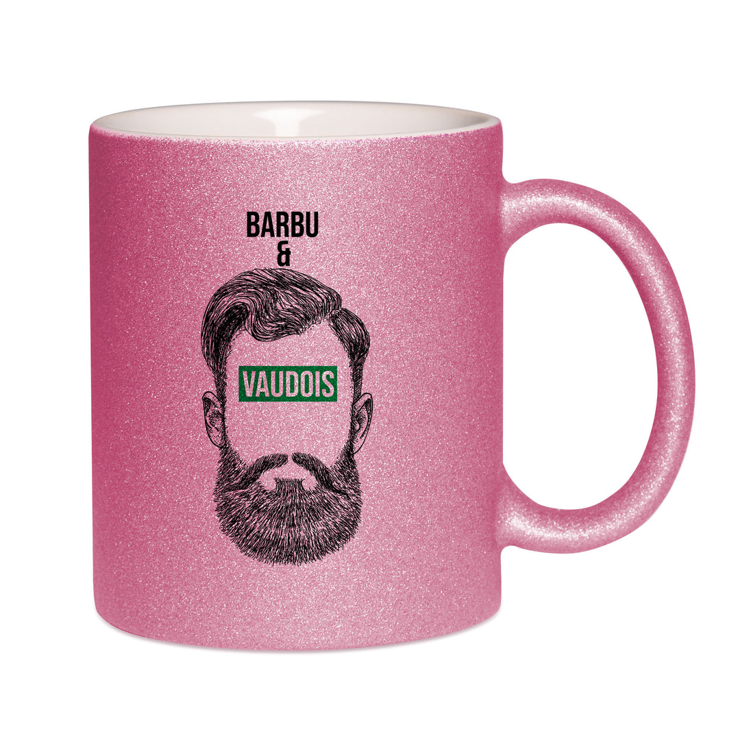 Mug paillettes rose personnalisé Barbu et Vaudois