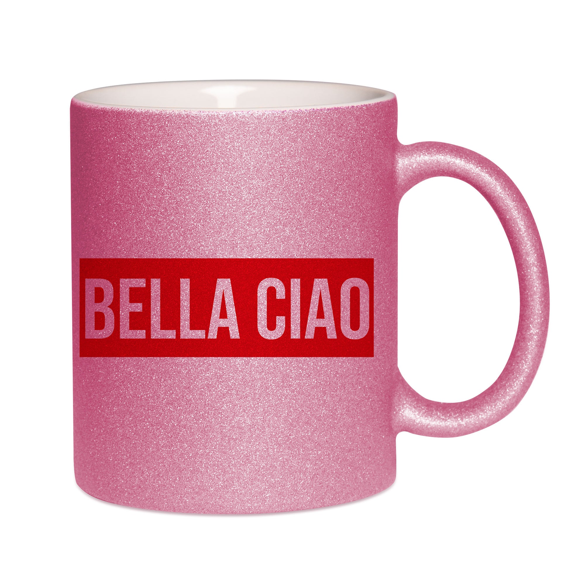 Mug paillettes rose personnalisé Bella Ciao