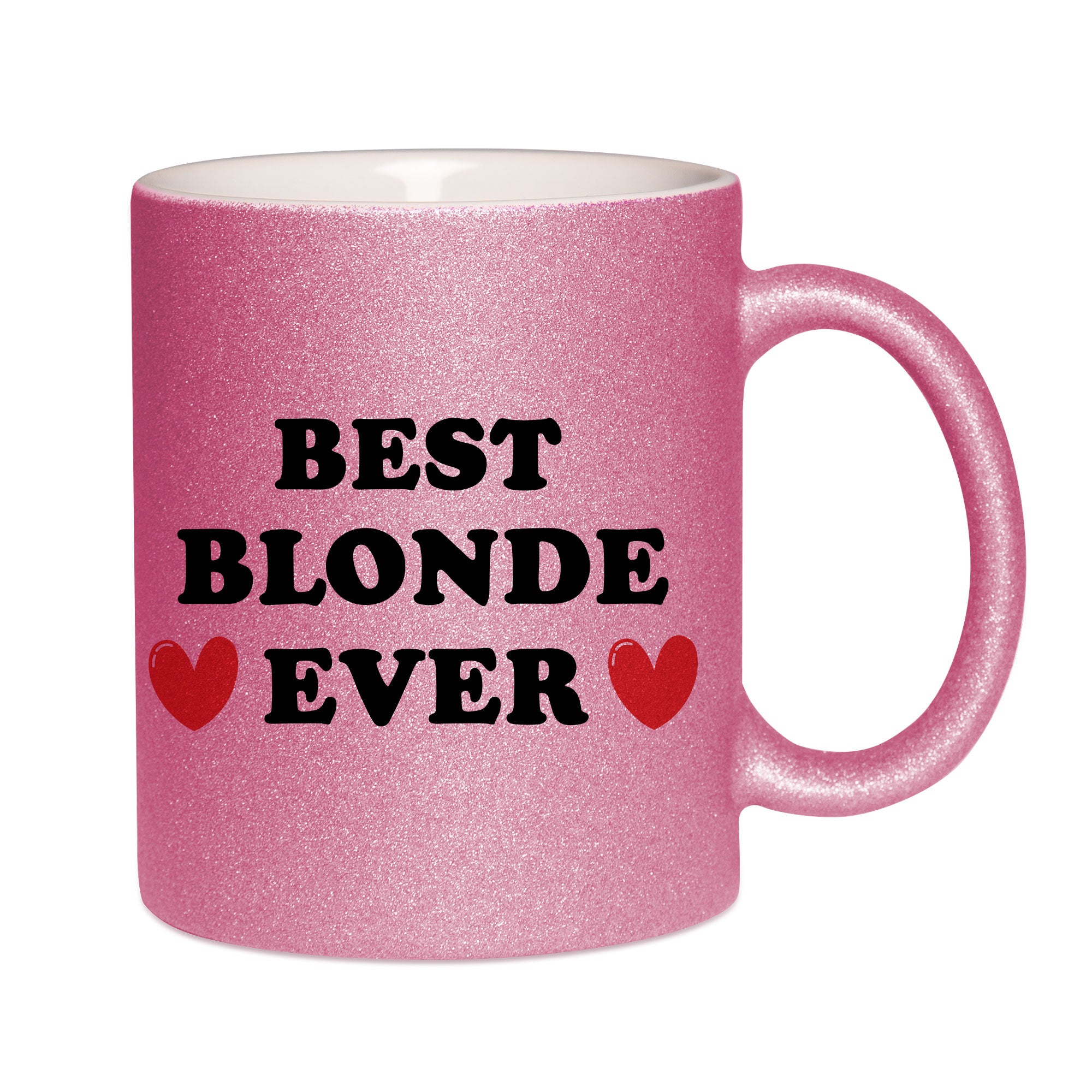 Mug paillettes rose personnalisé Best blonde ever