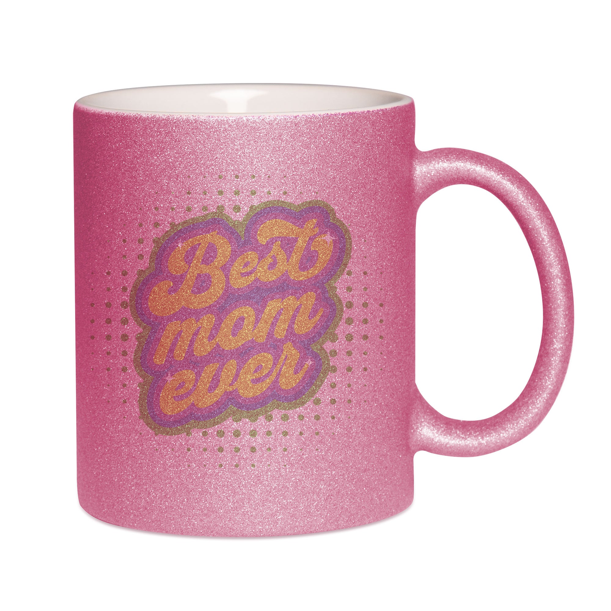 Mug paillettes rose personnalisé Best mom ever