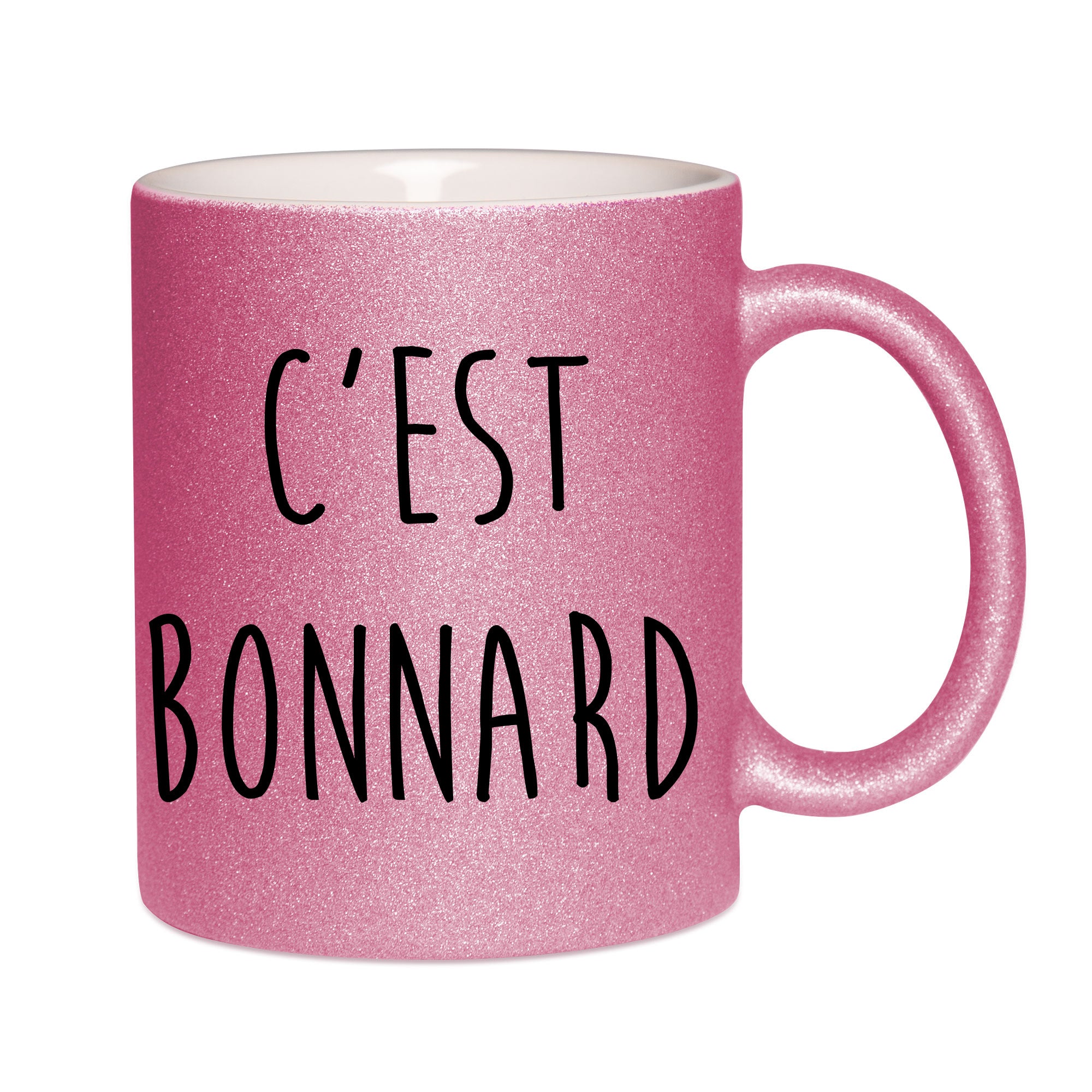 Mug paillettes rose personnalisé C'est bonnard