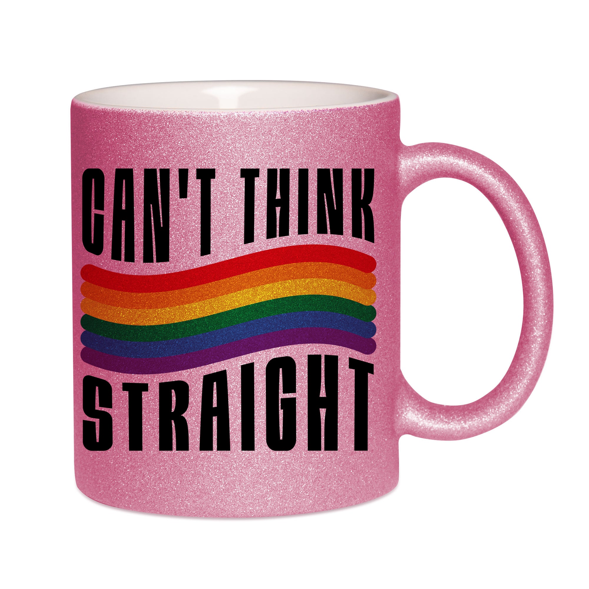 Mug paillettes rose personnalisé Can't think straight