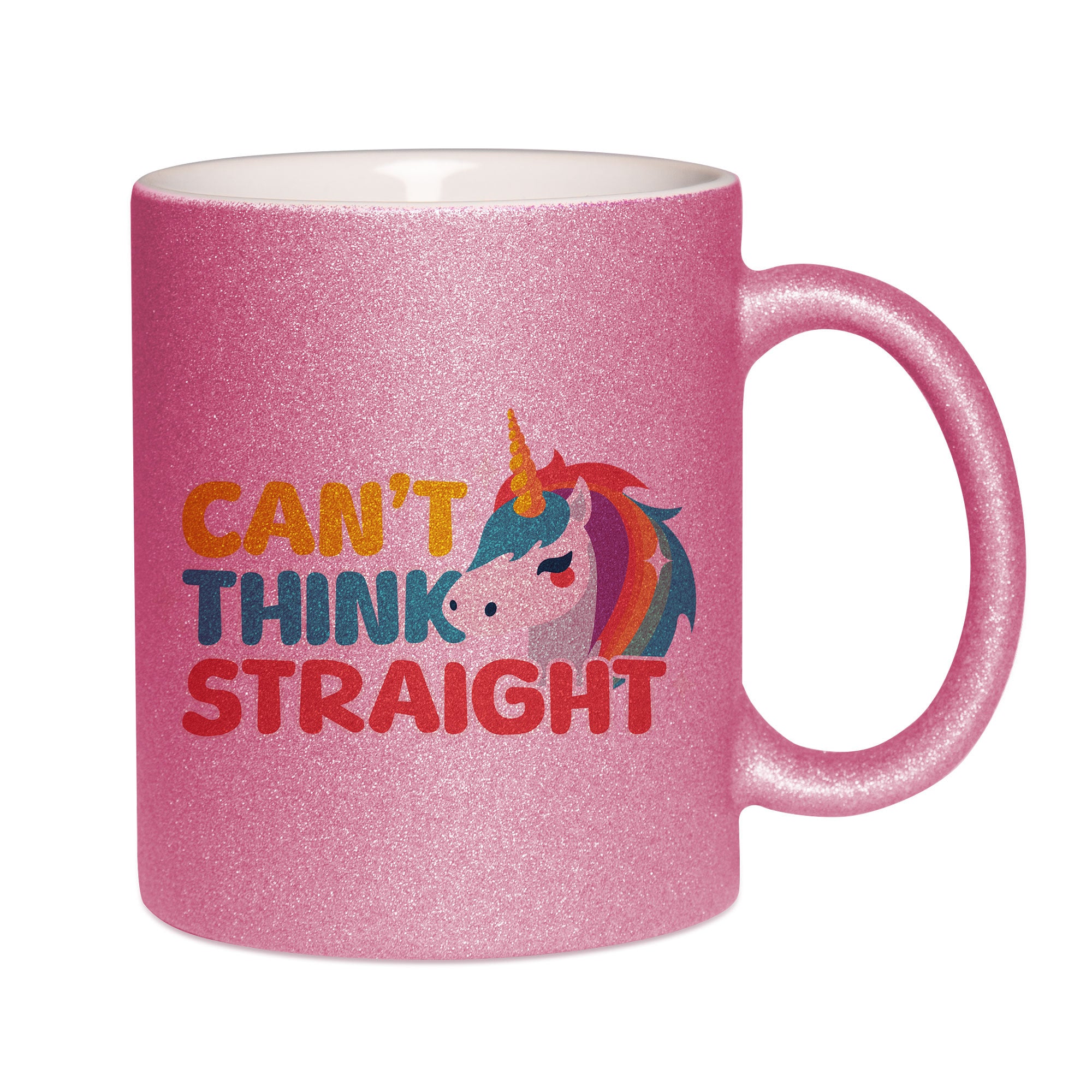 Mug paillettes rose personnalisé Can't think straight V2