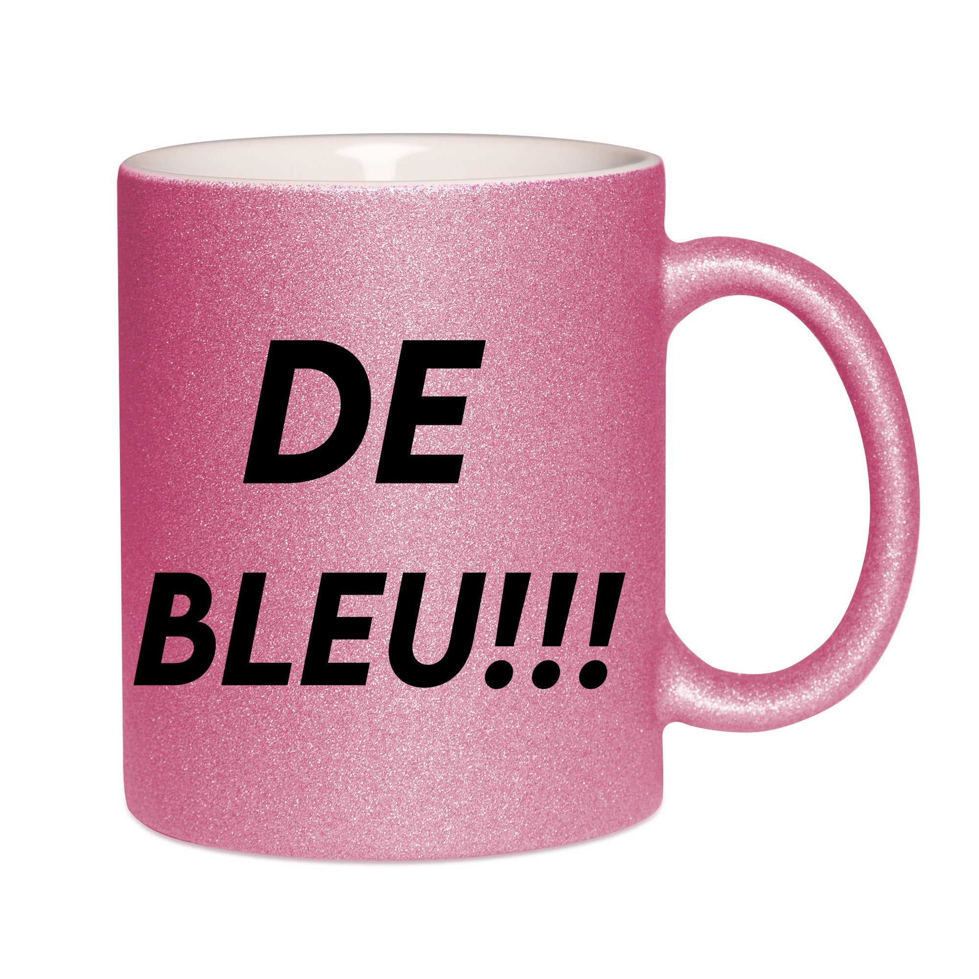 Mug paillettes rose personnalisé De bleu