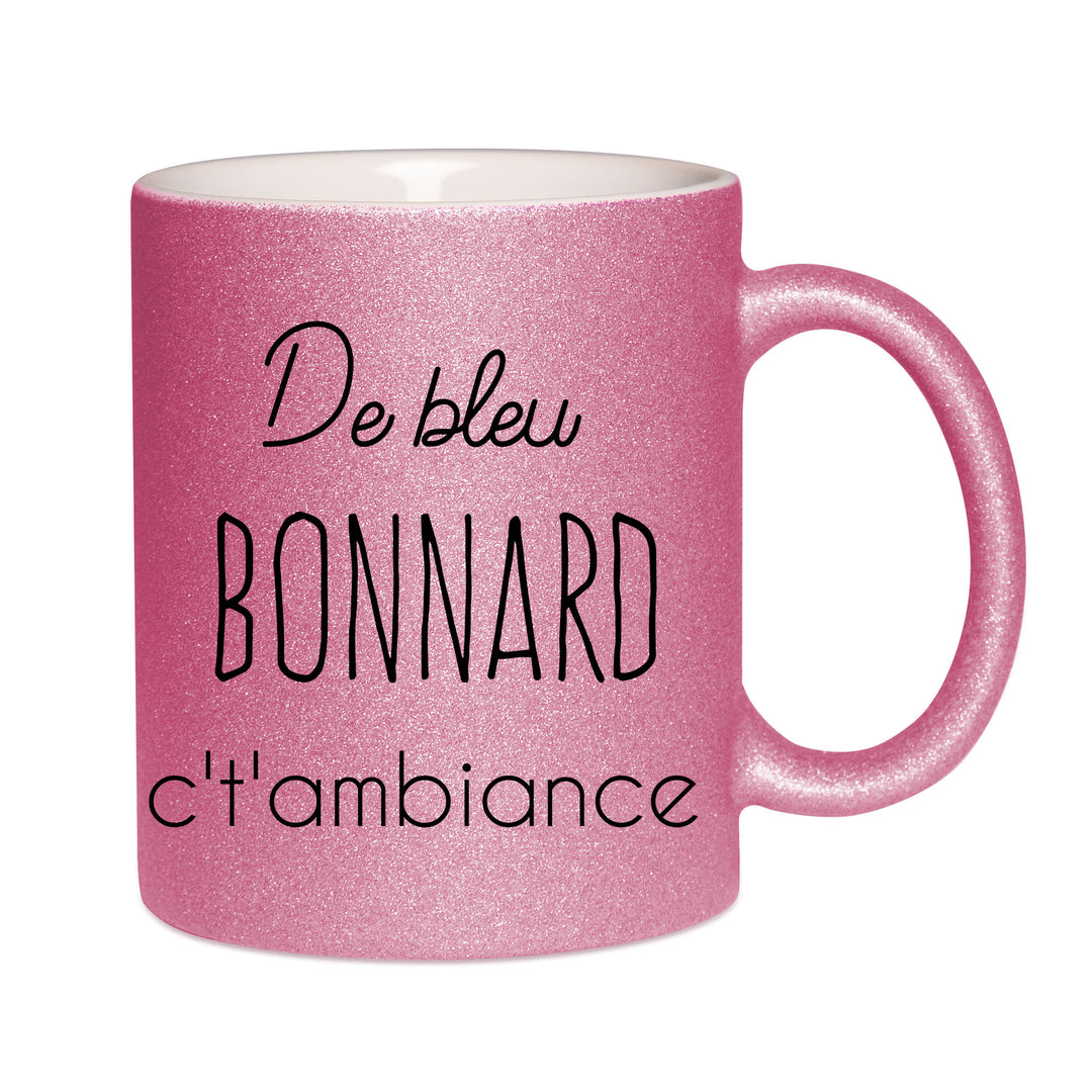 Mug paillettes rose personnalisé De bleu bonnard c't'ambiance