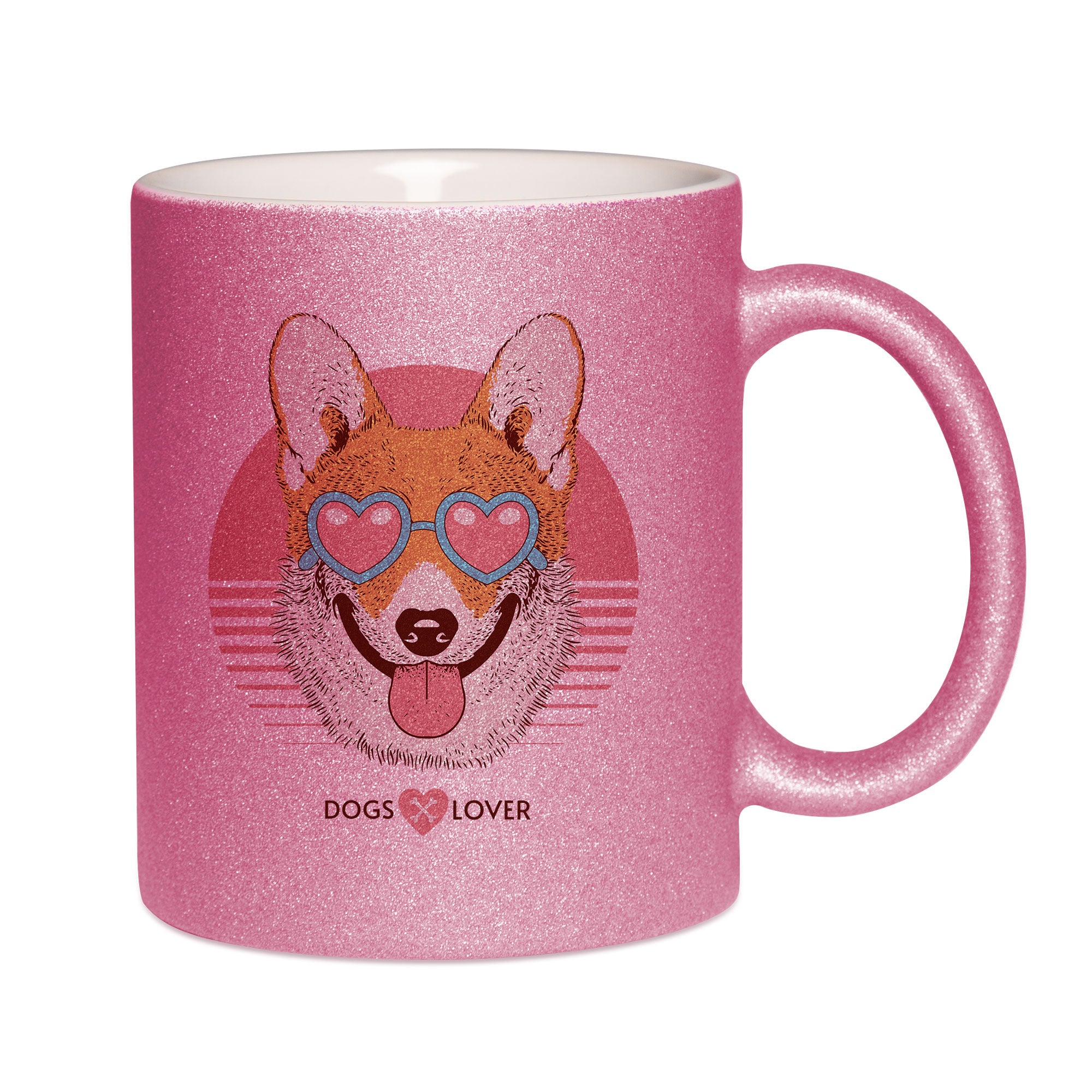 Mug paillettes rose personnalisé Dogs lover