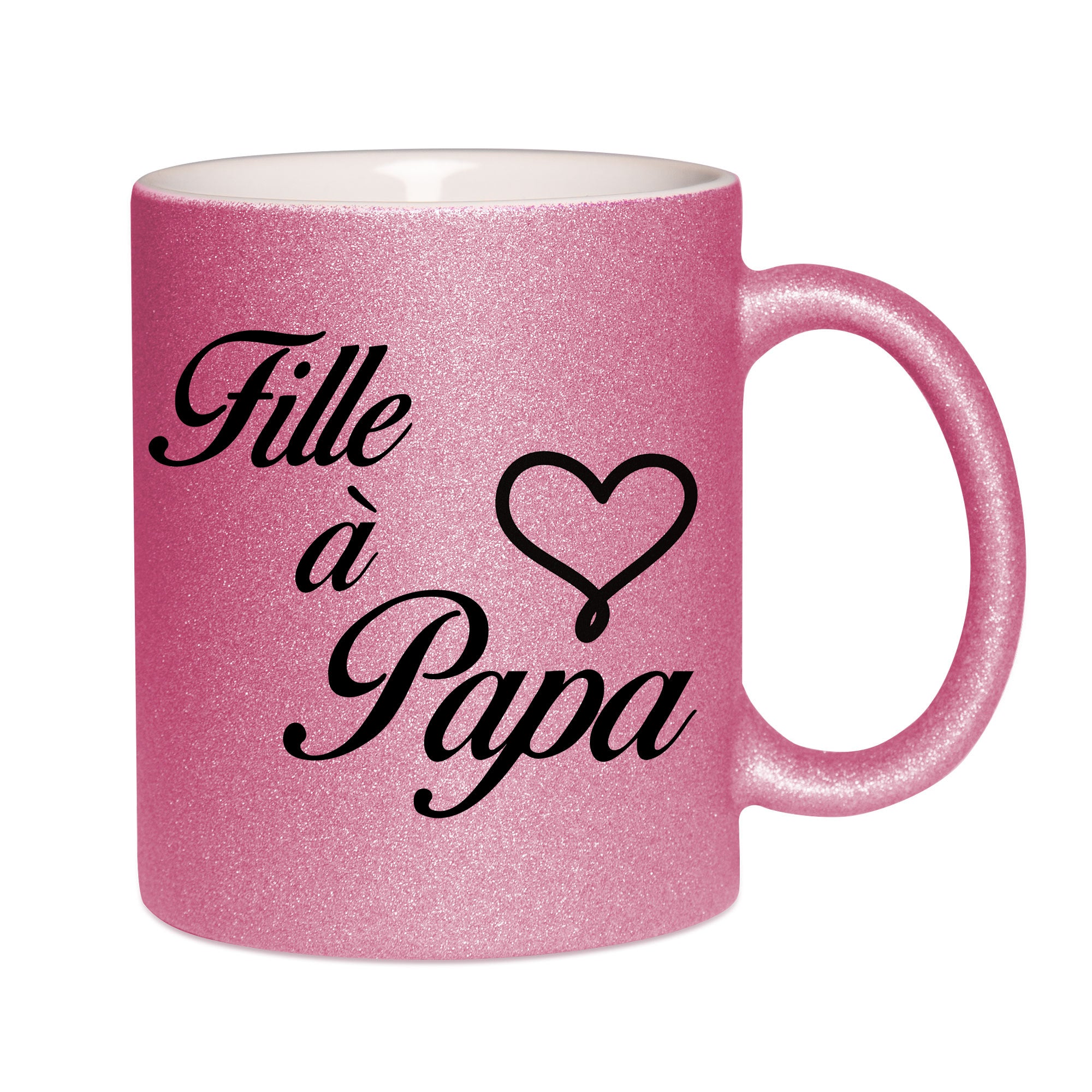 Mug paillettes rose personnalisé Fille a papa