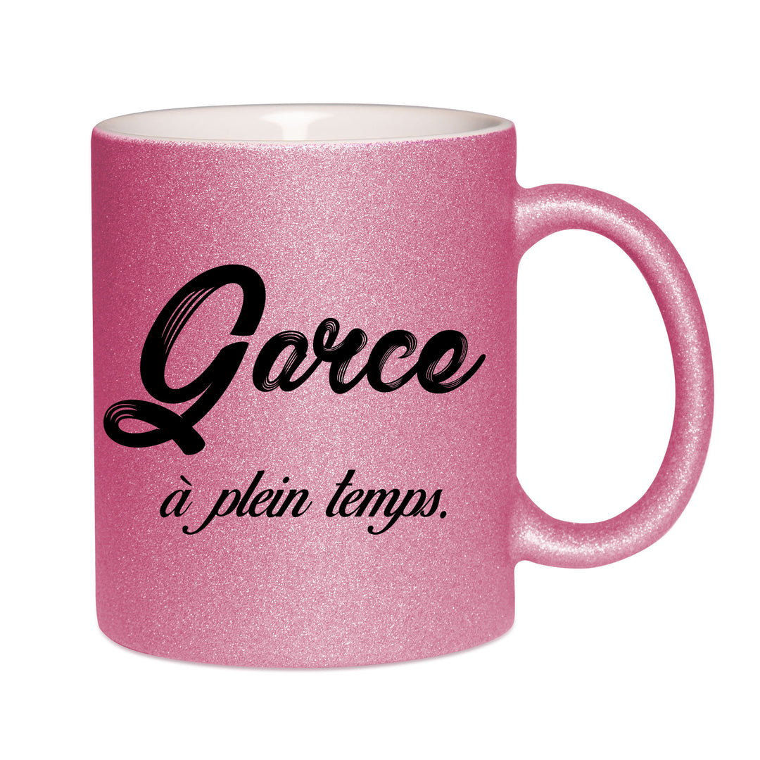Mug paillettes rose personnalisé Garce a plein temps