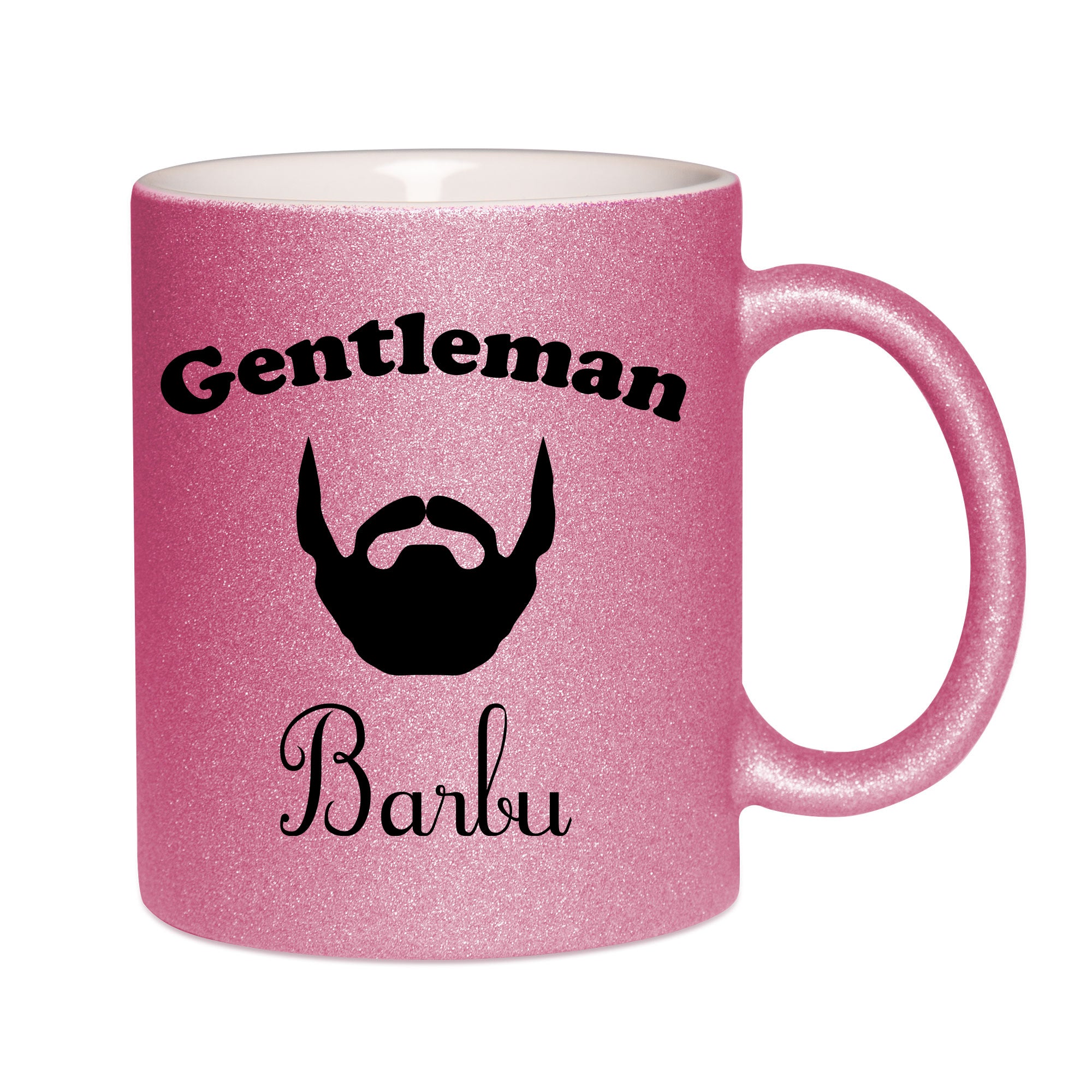 Mug paillettes rose personnalisé Gentleman barbu