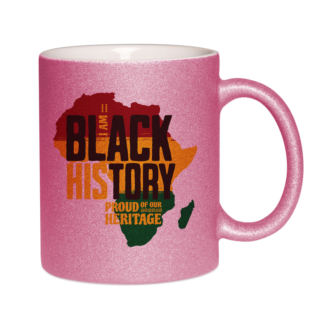 Mug paillettes rose personnalisé I am black history