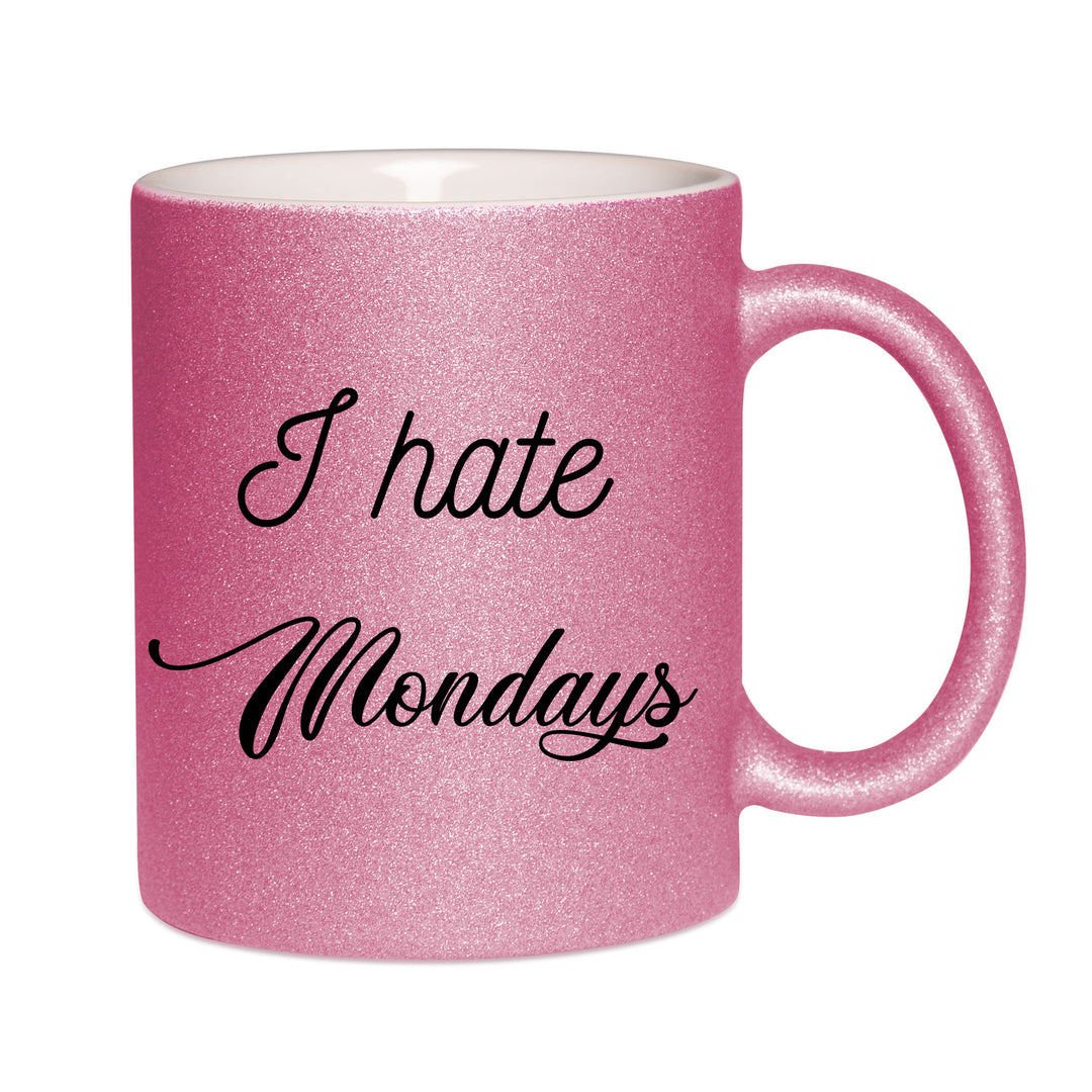 Mug paillettes rose personnalisé I hate Mondays