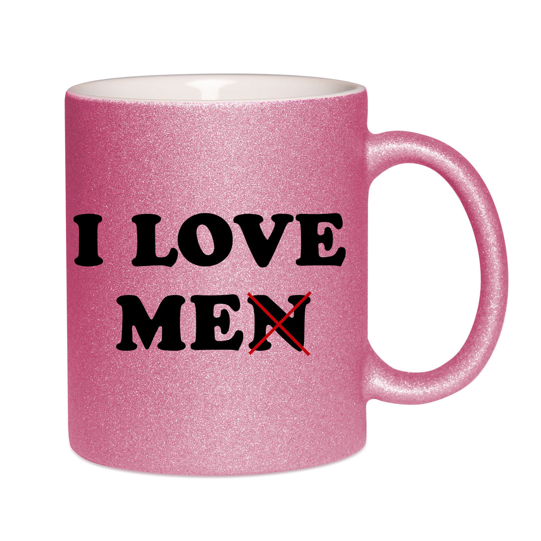 Mug paillettes rose personnalisé I love me