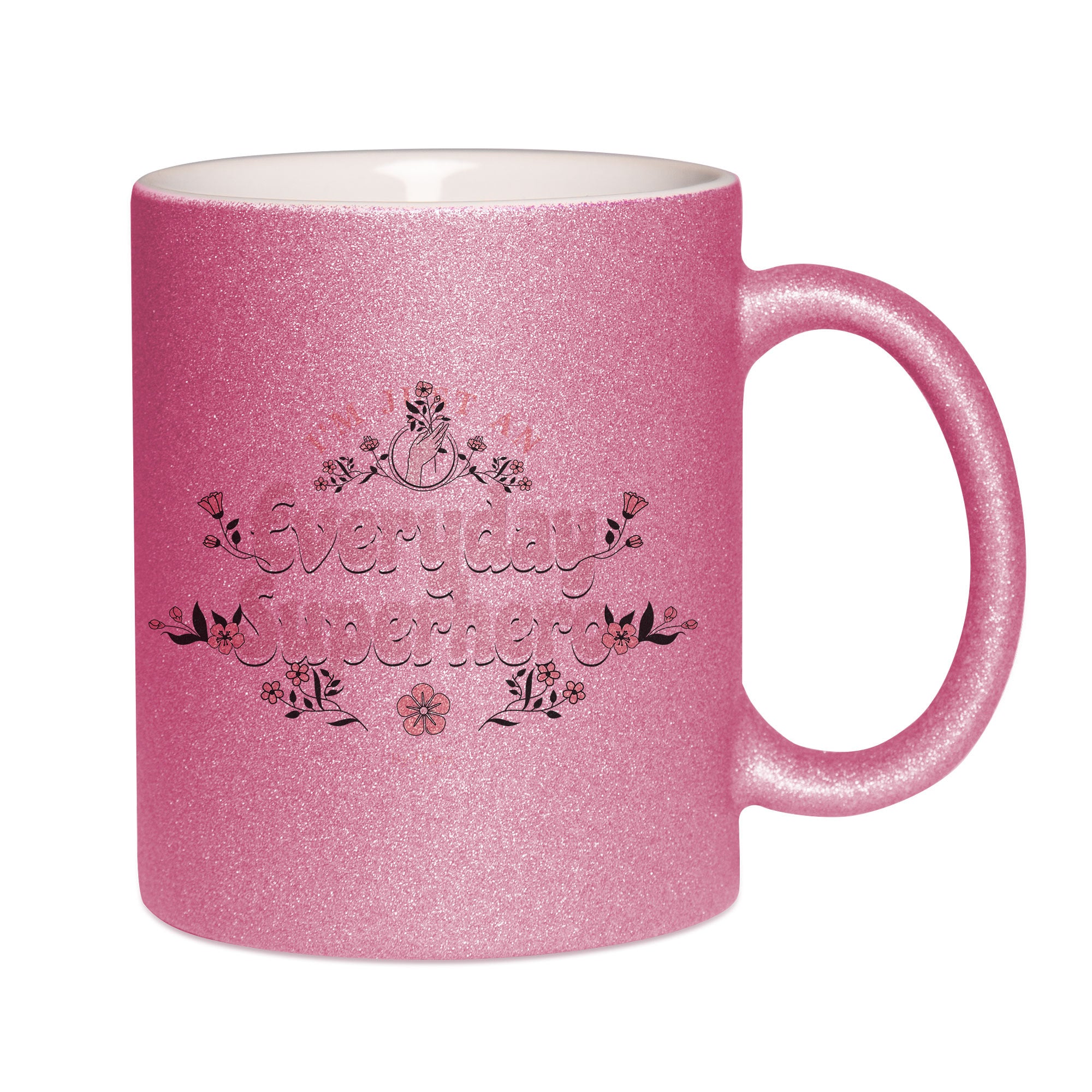 Mug paillettes rose personnalisé I'm just an everyday superhero