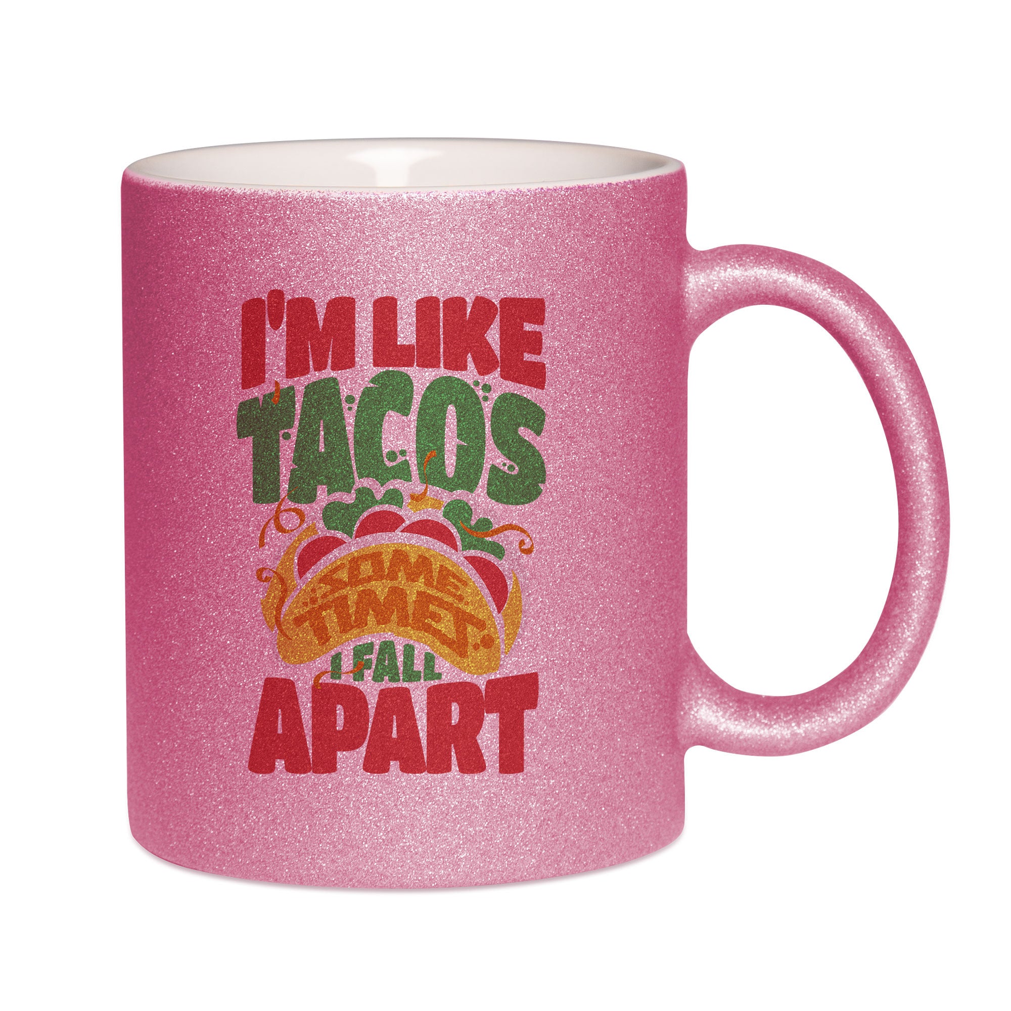 Mug paillettes rose personnalisé I'm like tacos