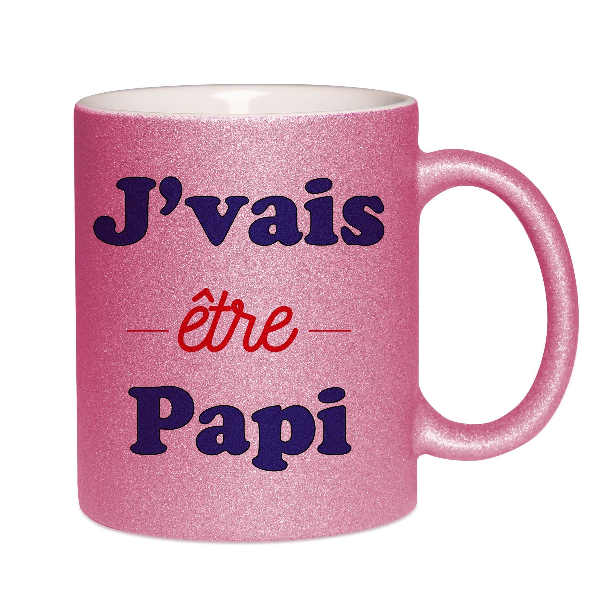 Mug paillettes rose personnalisé J'vais etre papi
