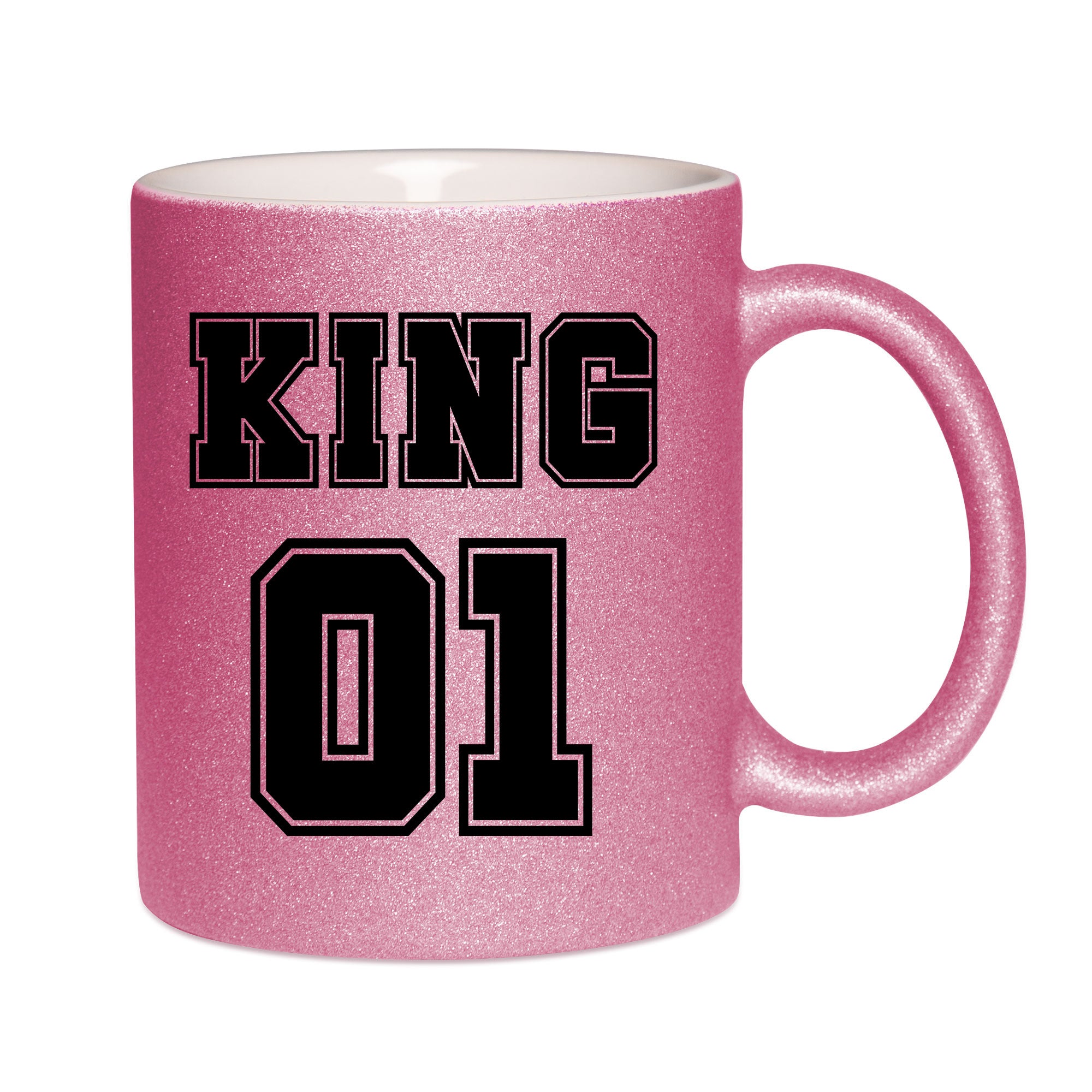 Mug paillettes rose personnalisé King 01