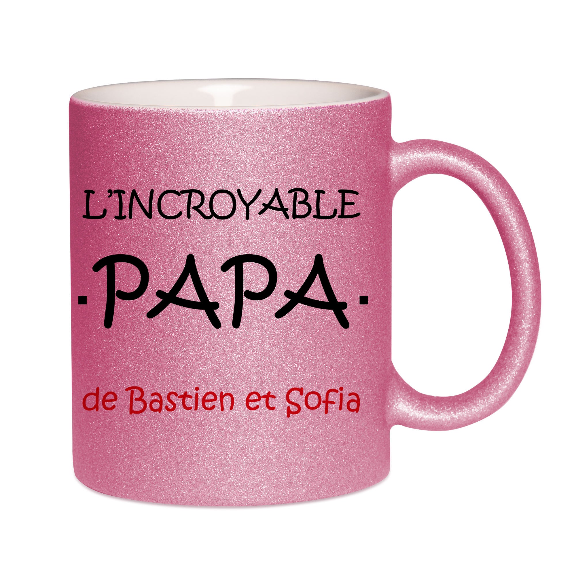 Mug paillettes rose personnalisé L'incroyable papa de