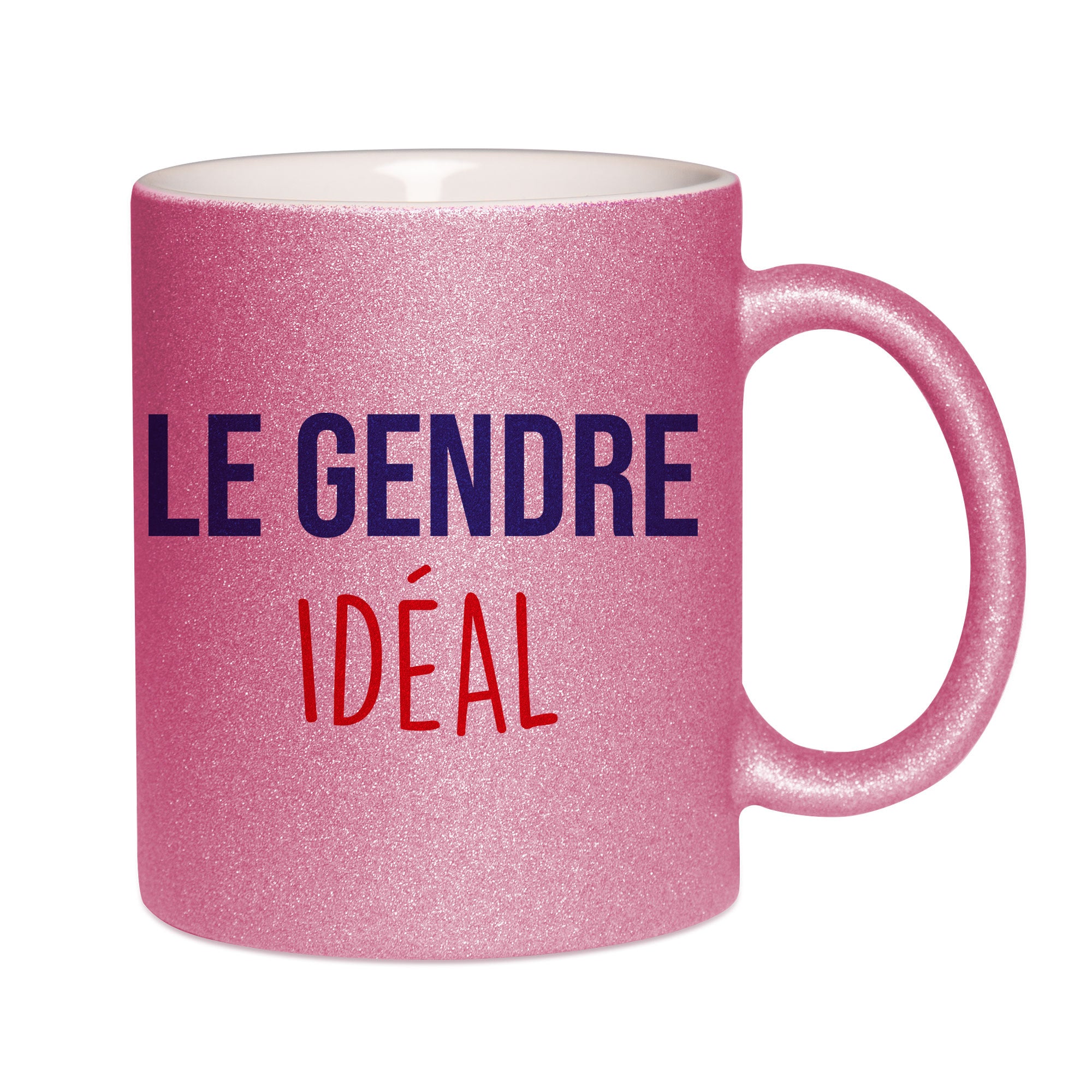 Mug paillettes rose personnalisé Le gendre ideal
