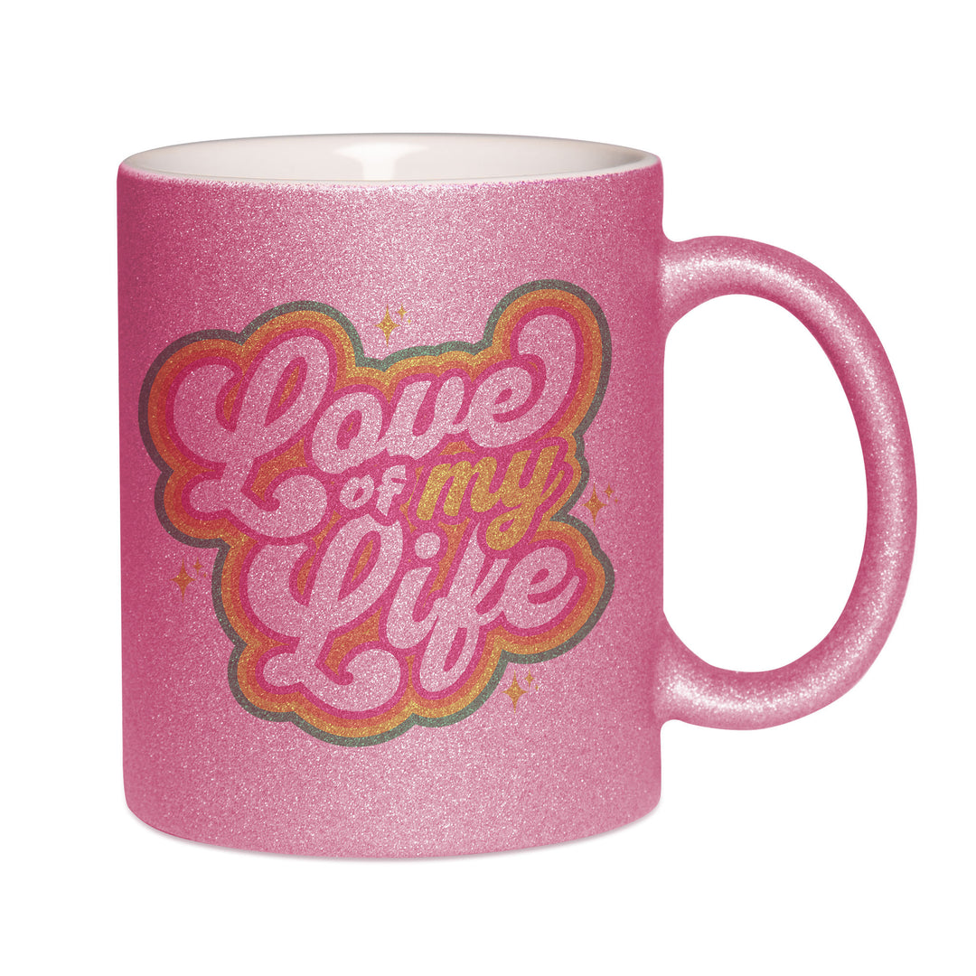 Mug paillettes rose personnalisé Love of my life
