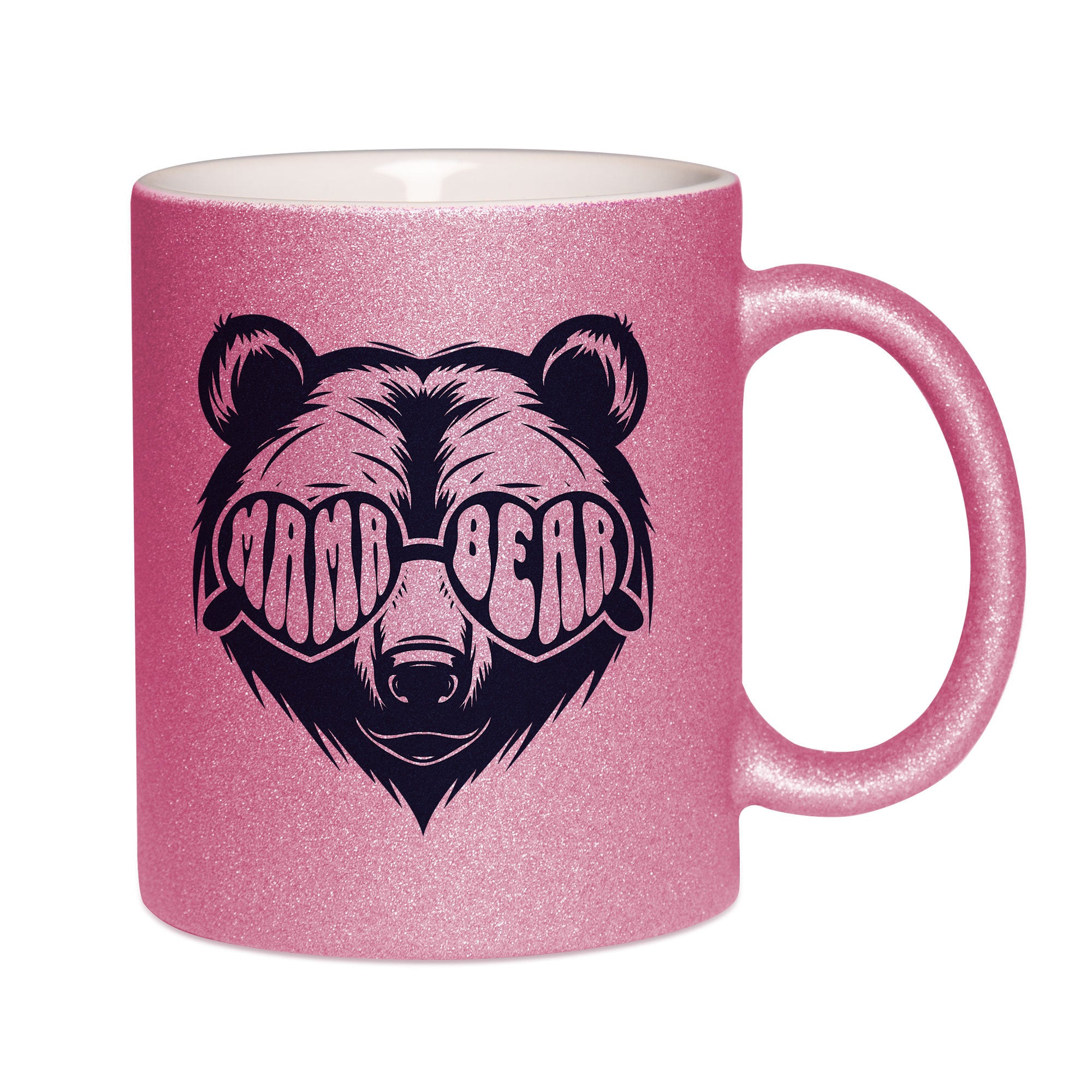 Mug paillettes rose personnalisé Mama bear