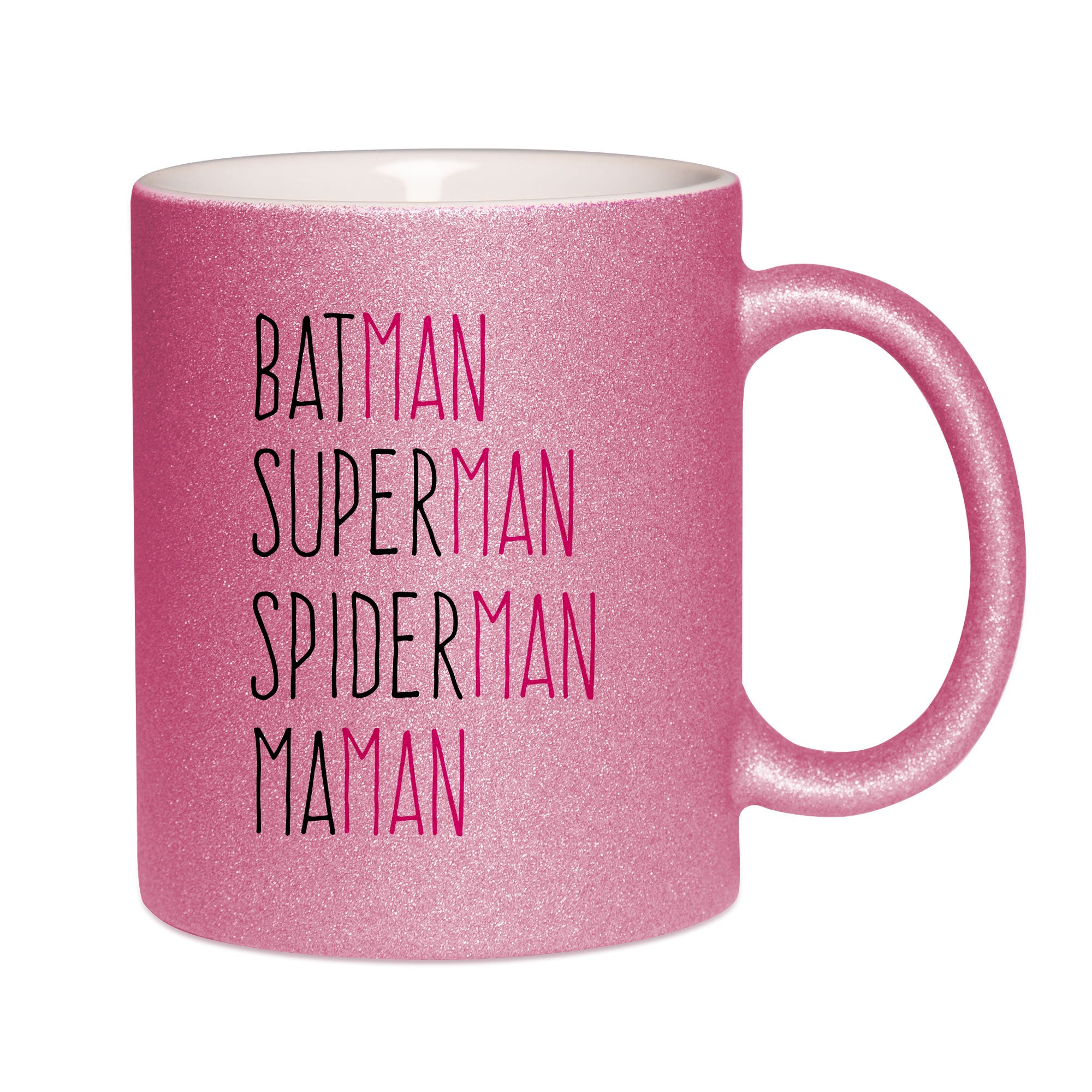 Mug paillettes rose personnalisé Maman